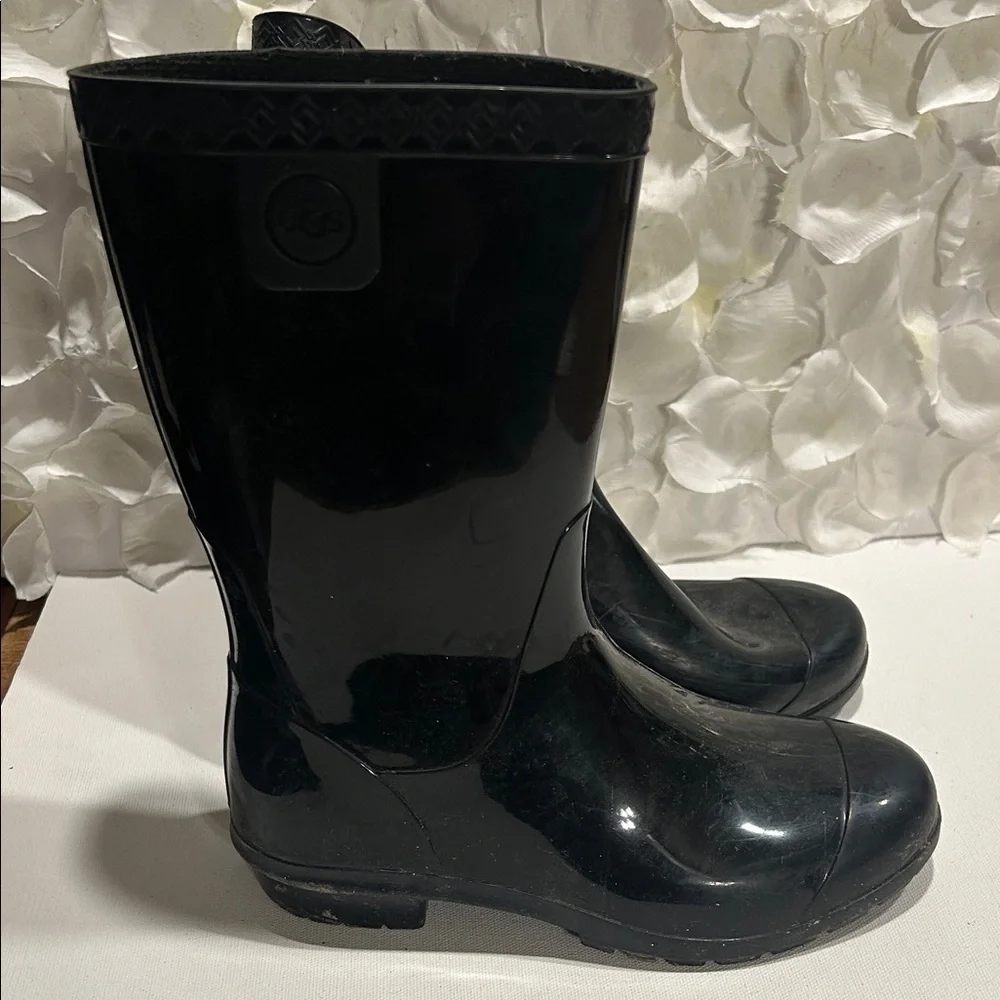 UGG Shiny Black Kids Rain Boots